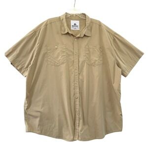 Akademiks Athletic Cut Collection Mens‎ 5XL Button Up Shirt Beige Short Sleeve